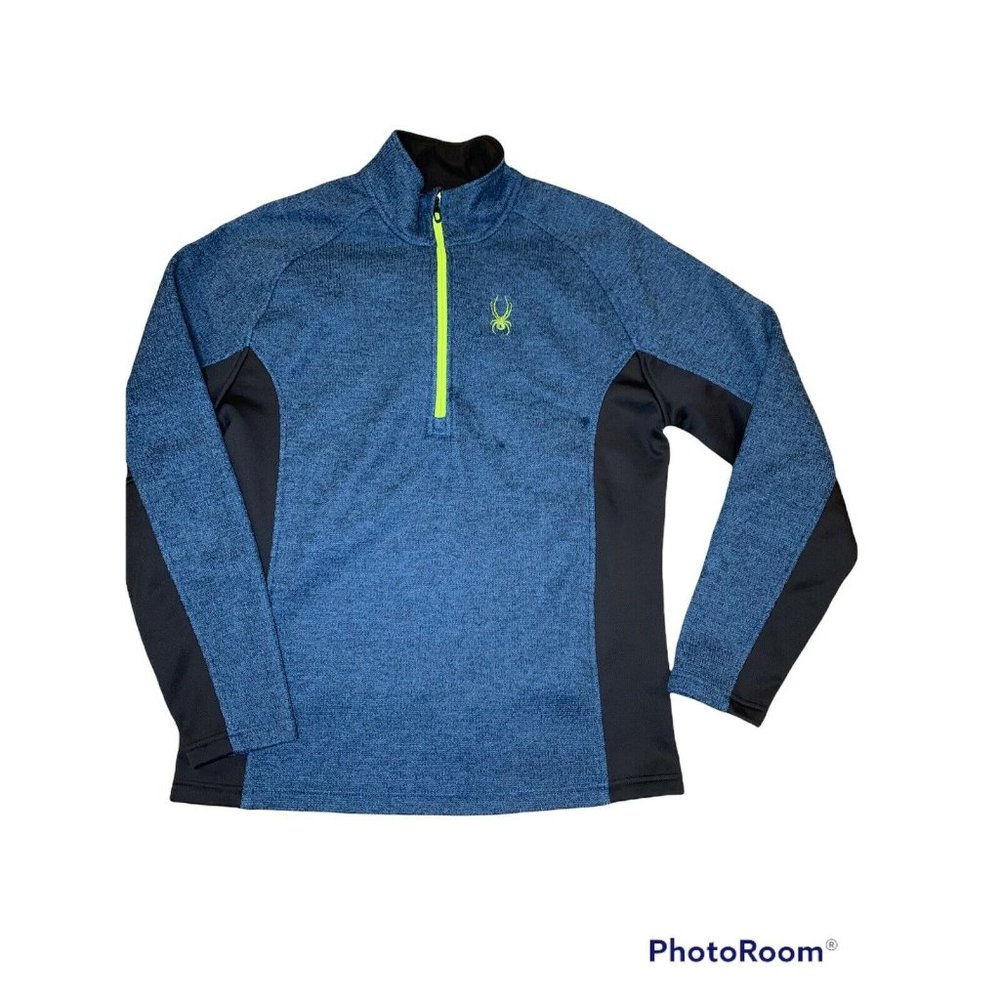 Spyder Shirt Men Large Blue Lightweight Long Sleeve Quarter Zip Sweater
